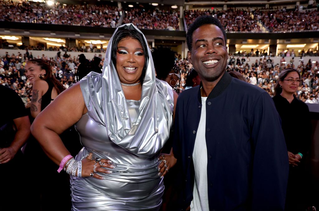 Lizzo and Chris Rock attend the "RENAISSANCE WORLD TOUR" at SoFi Stadium on September 04, 2023 in Inglewood, California