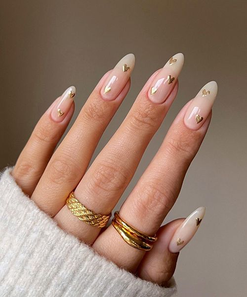 gold foil heart nails by tiffany abbigaile beauty