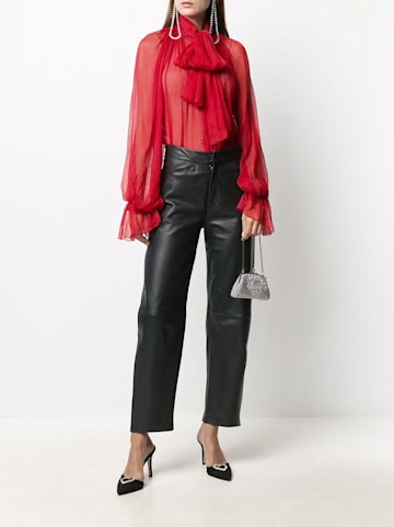 Atu Body Couture balloon-sleeve chiffon blouse