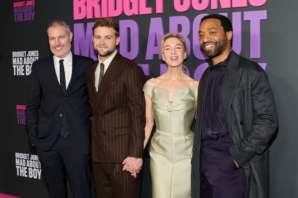 Michael Morris, Leo Woodall, RenÃ©e Zellweger and Chiwetel Ejiofor attend Peacock's "Bridget Jones: Mad About The Boy" New York screening