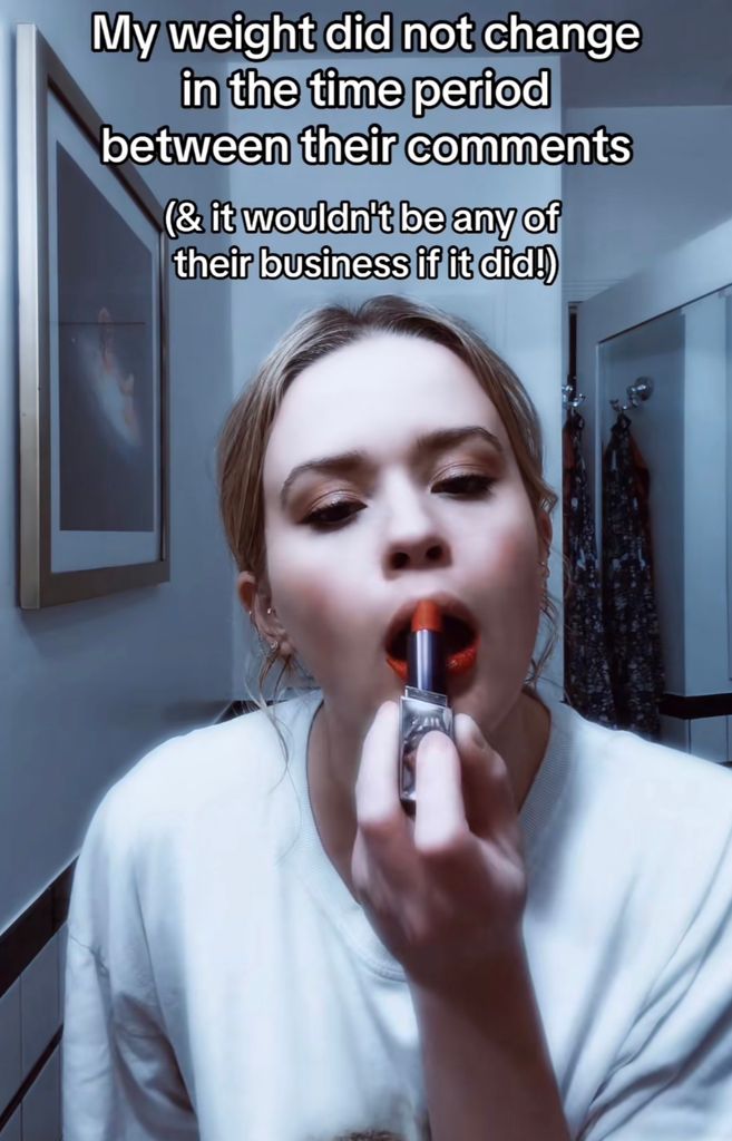 Still from a video shared by Reese Witherspoon's daughter Ava Phillippe on TikTok May 2024 clapping back at online trolls commenting on her weight and body.