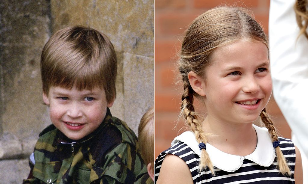 Prince William wearing camo and Princess Charlotte in stripes