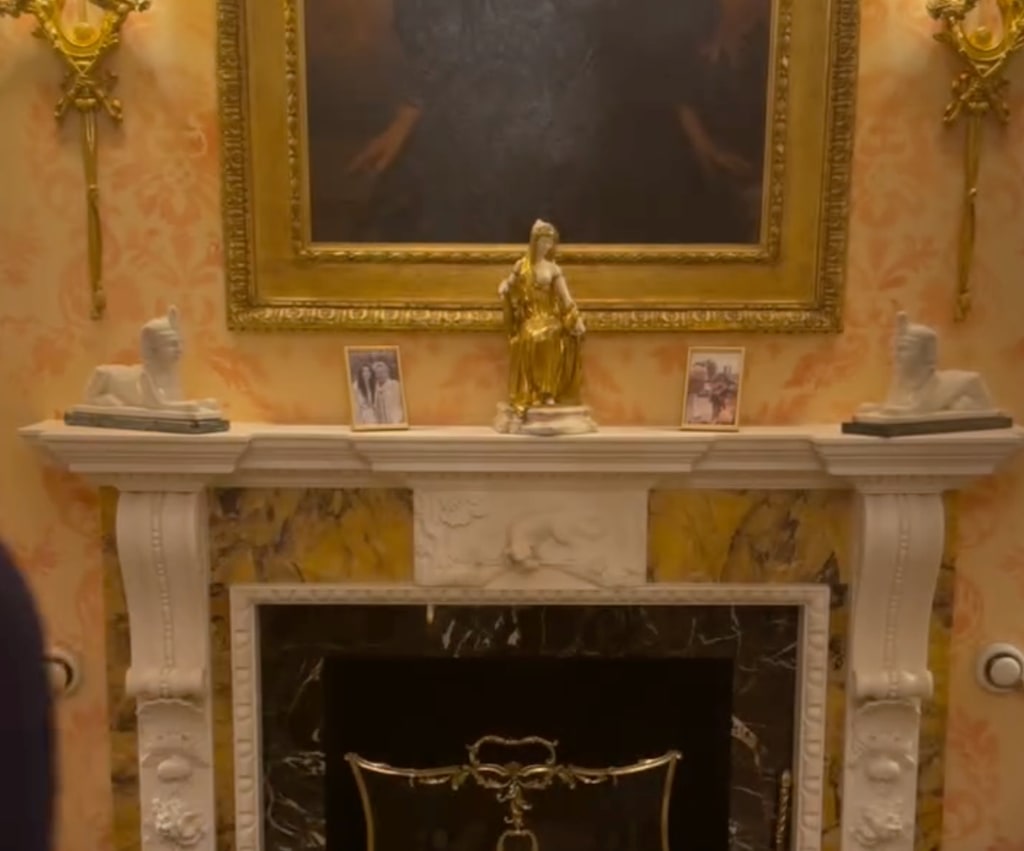 Sir Rod Stewart shares rare glimpse inside his 18th century mansion, with framed photographs on the mantel