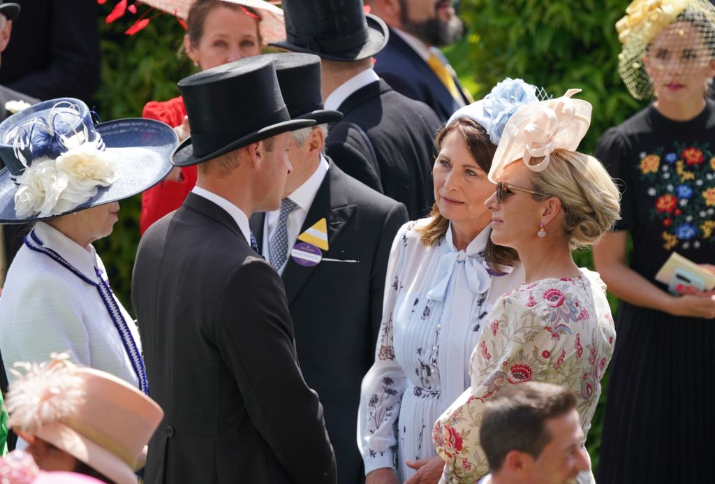 Prince William speaking to Carole Middleton and Zara Tindall