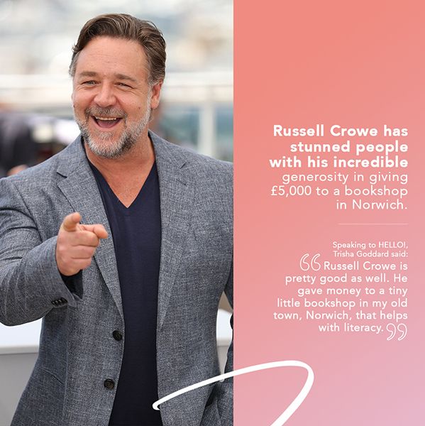 Russell Crowe is smart in a grey blazer