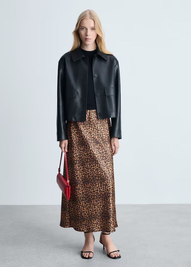 Mango Leopard Print Maxi Skirt