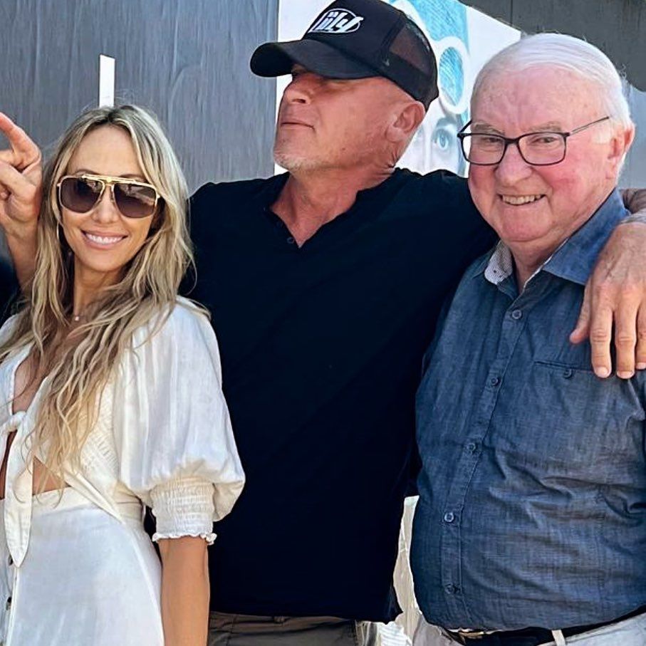 dominic purcell and tish cyrus with his dad joseph purcell