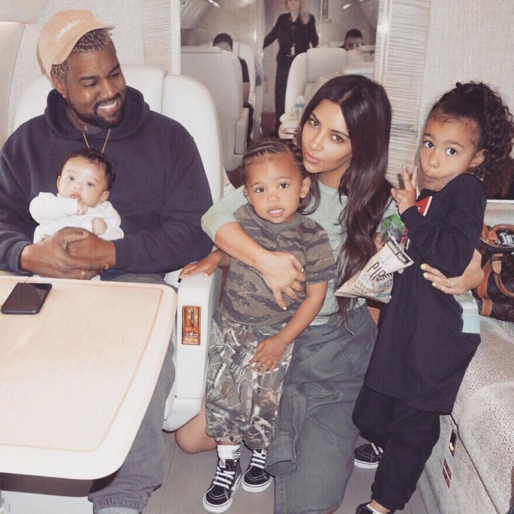 Kim Kardashian and Kanye West with their children North, Saint and Chicago