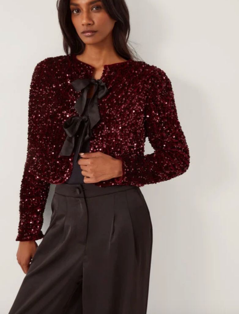 Monsoon bow sequin jacket