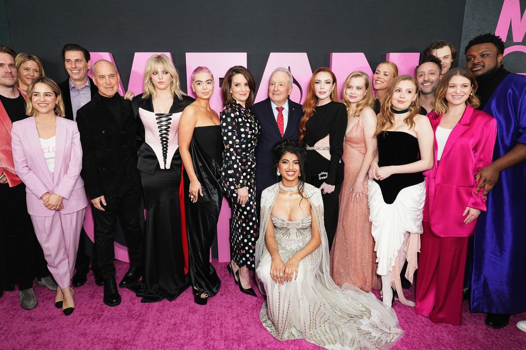 ReneÃ© Rapp, Tina Fey, Lorne Michaels, Avantika Vandanapu, Lindsay Lohan, Angourie Rice, Busy Philipps Bebe Wood, Arturo Perez Jr., Christopher Briney, Samantha Jayne and Jaquel Spivey attend the Global Premiere of "Mean Girls" at the AMC Lincoln Square Theater on January 08, 2024, in New York, New York