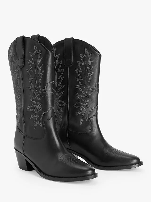AND/OR Thorn Leather Embroidered Long Western Boots