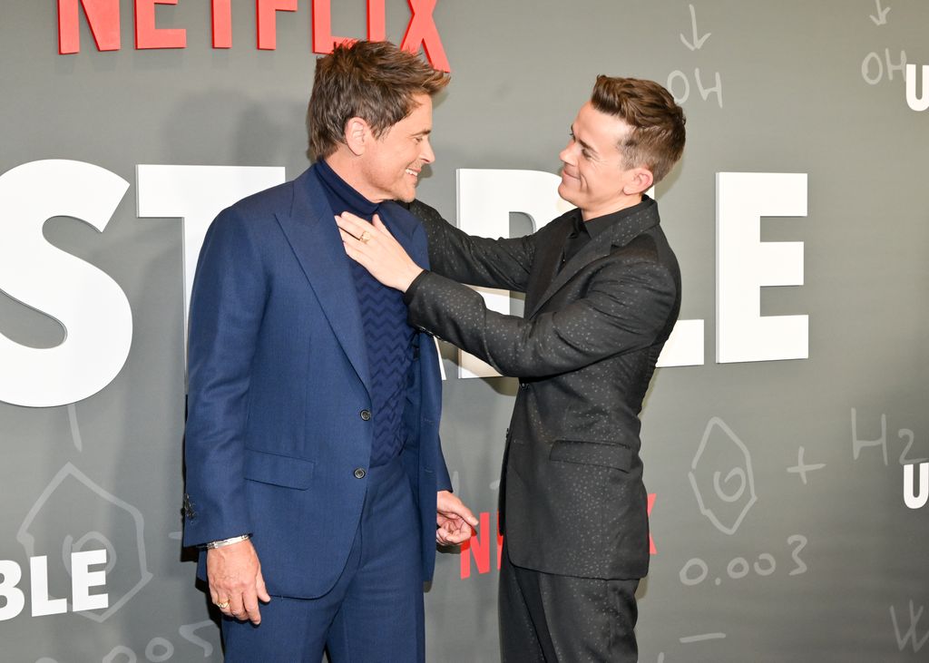 Rob Lowe with his son John Owen Lowe at the premiere of Unstable