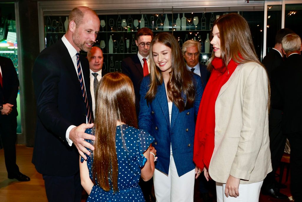 The Spanish royals shake hands with Princess Charlotte