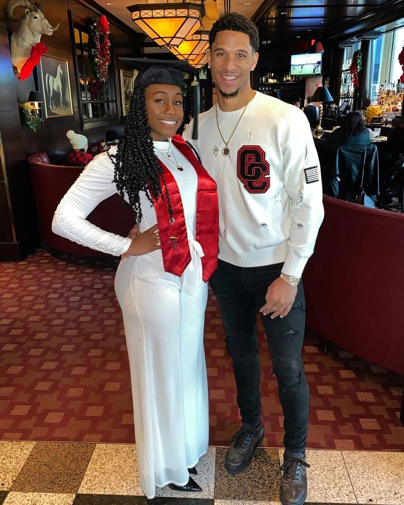 Josh Hart and his wife at her nursing school graduation