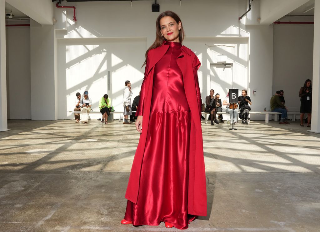 Katie Holmes in red number at FFORME S/S26 Show during September 2025 New York Fashion Week 