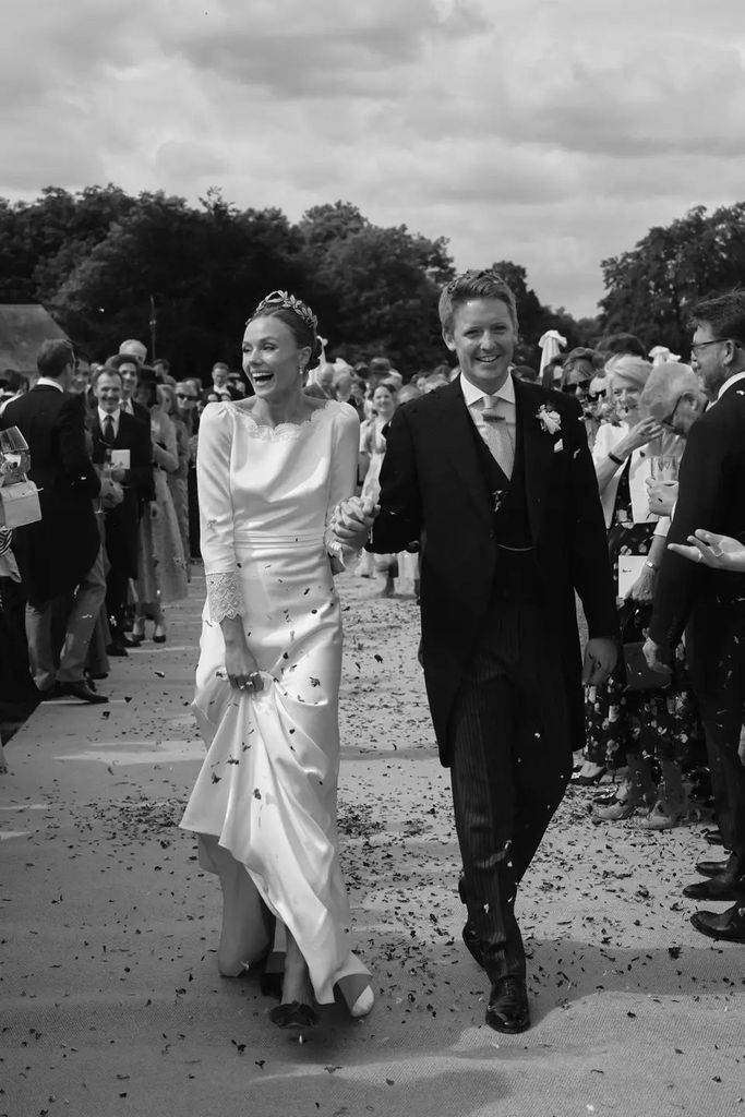 The Duke of Westminster and his bride, Olivia Henson leaving their wedding 