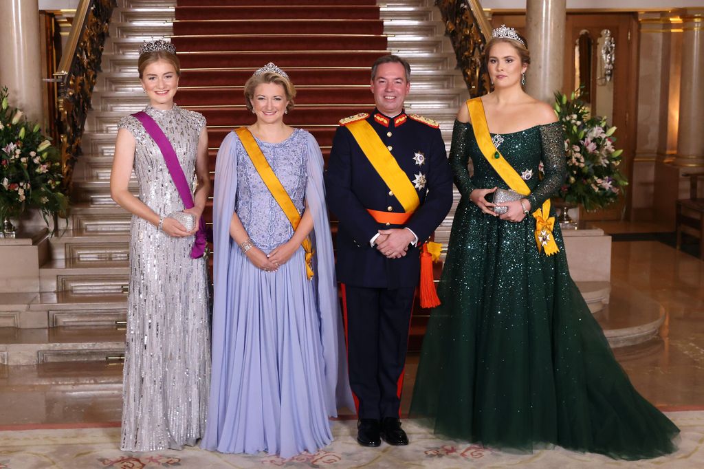 LUXEMBOURG, LUXEMBOURG - OCTOBER 03: Princess Elisabeth of Belgium, Grand Duchess StÃ©phanie de Lannoy of Luxembourg, Grand Duke Guillaume Jean Joseph Marie of Luxembourg and Princess Catharina-Amalia of the Netherlands attend a Gala dinner at the Grand Ducal Palace during the Abdication of Grand Duke Henri of Luxembourg and Accession to the Throne of His Royal Highness Crown Prince Guillaume on October 03, 2025 in Luxembourg, Luxembourg. (Photo by Patrick van Katwijk/Getty Images)