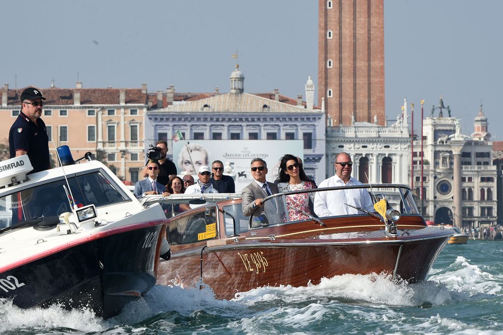 George Clooney and Amal Alamuddin on boat