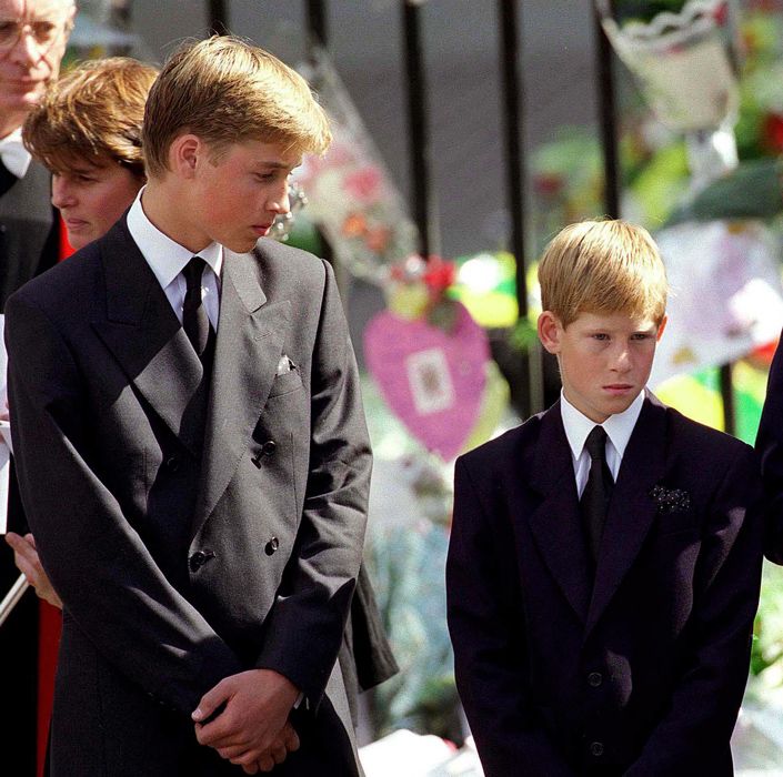 Young Prince Harry with Prince William at Princess Dianas funeral