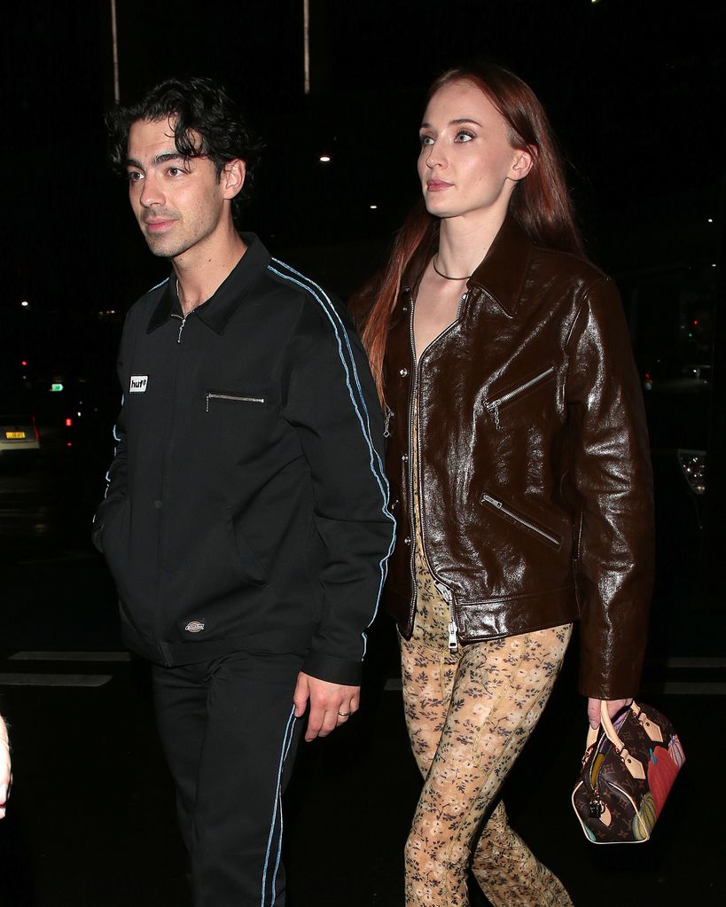 Sophie Turner in a brown leather jacket with her ex Joe Jonas