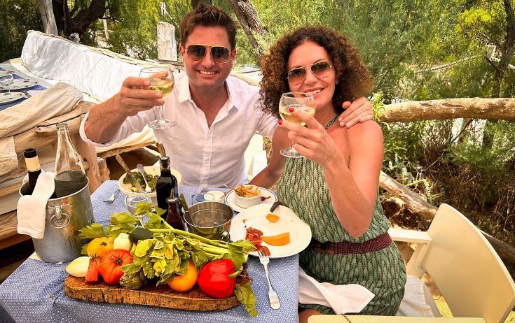 George Clarke and girlfriend Florence having a meal together