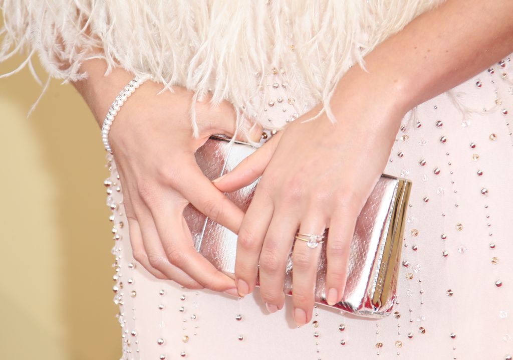 Close up photo of Margot Robbie wedding and engagement ring