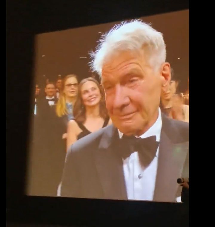 Harrison Ford received a standing ovation of the screening of his new film, and Calista could be proudly seen behind him