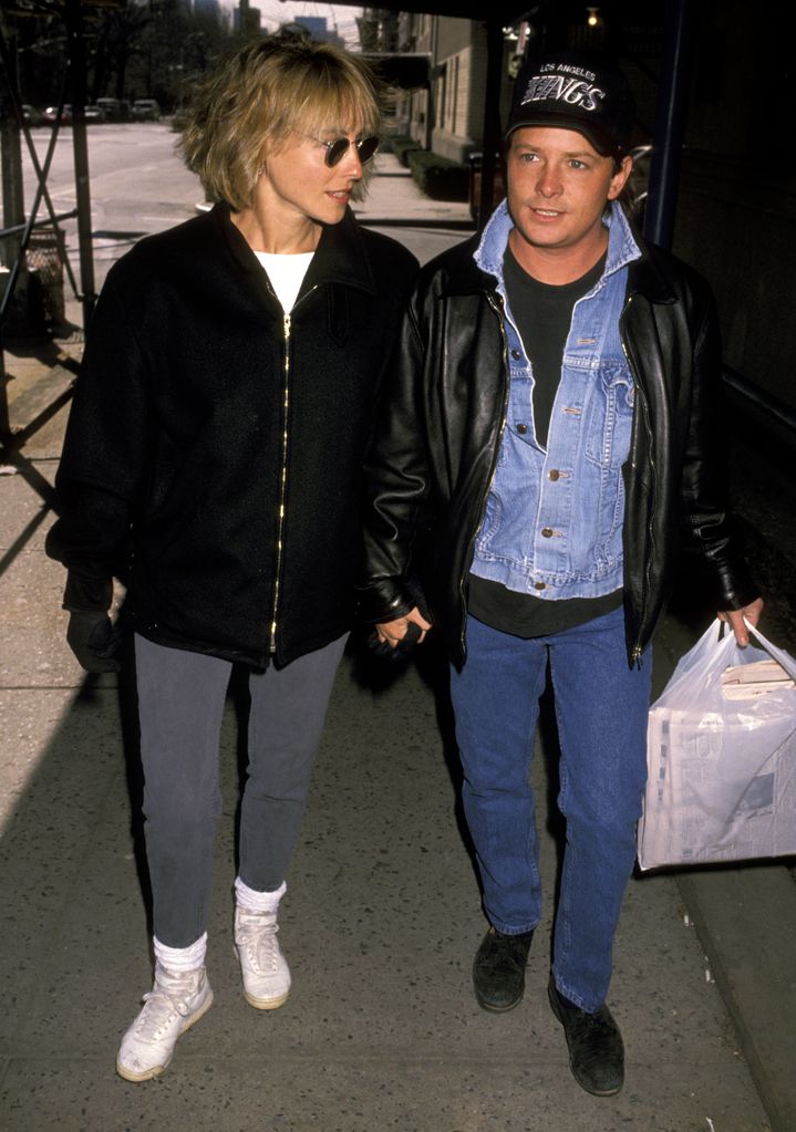 Michael J. Fox and Tracy Pollan during Michael J. Fox and Tracy Pollan Sighting on the Streets of New York City - February 18, 1990 at Between Broadway and 72nd Street in New York City