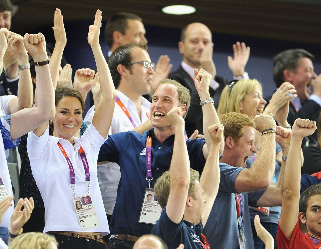 Catherine, Duchess of Cambridge, Prince William, Duke of Cambridge and Prince Harry during Day 6 of the London 2012 Olympic Games