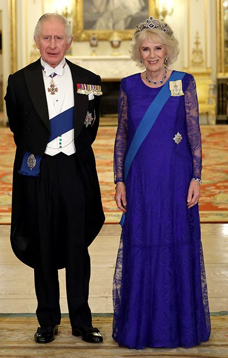 King Charles and Queen Consort Camilla in a tiara in Buckingham Palace