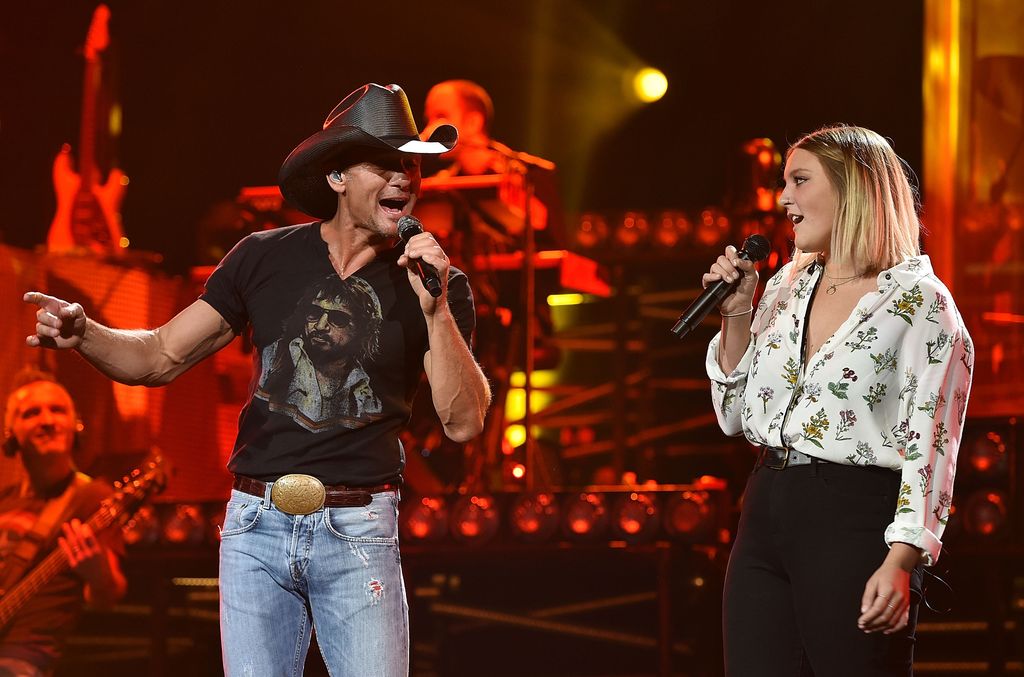 Tim McGraw performs with his daughter Gracie McGraw on the "Shotgun Rider" tour at Bridgestone Arena