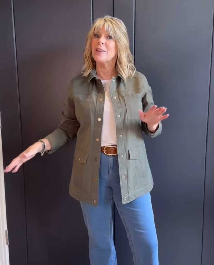 ruth langsford for qvc khaki twill utility jacket on instagram