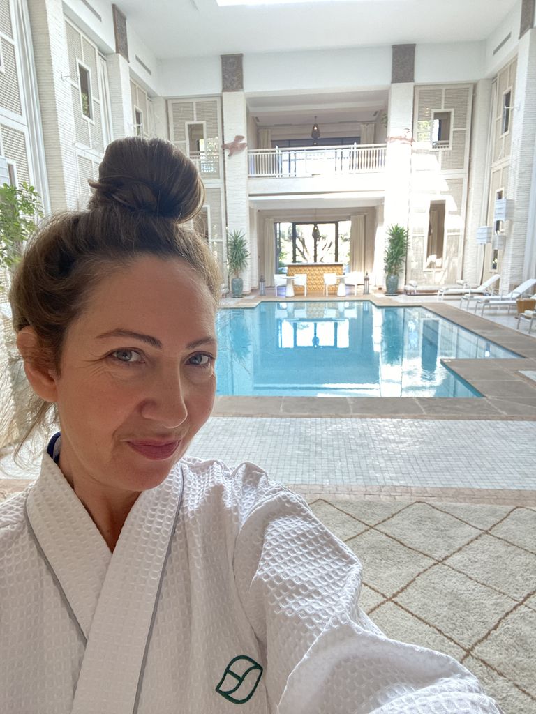 woman taking a selfie in the spa in Marrakech