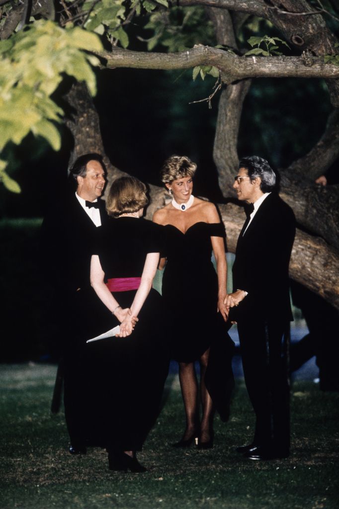 Princess Diana accessorised with a striking pearl choker