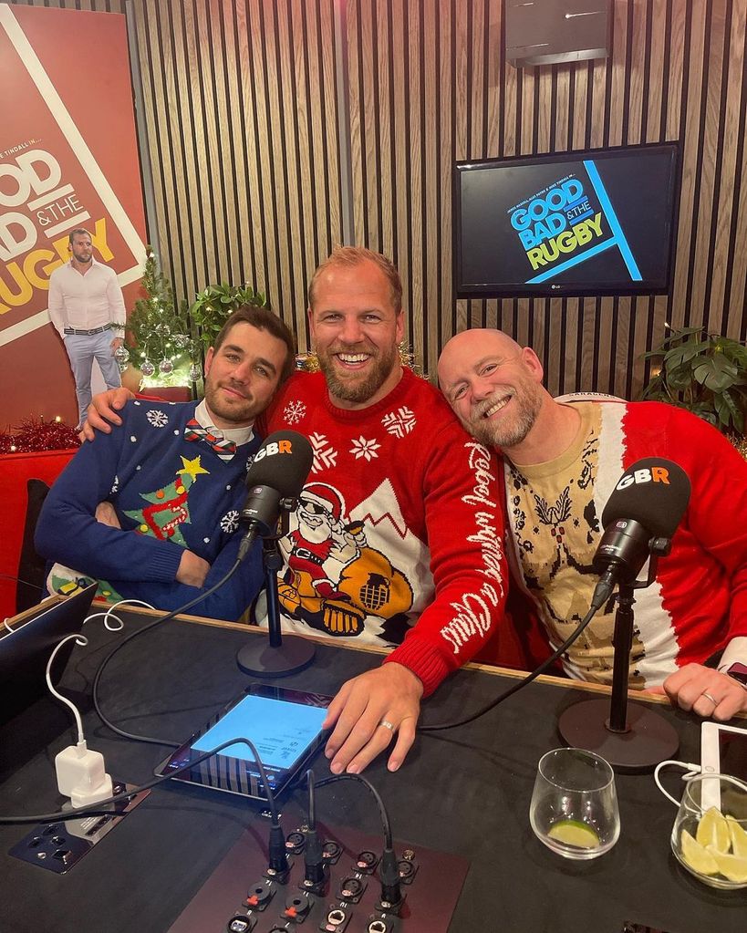 trio wearing christmas jumpers in studio 