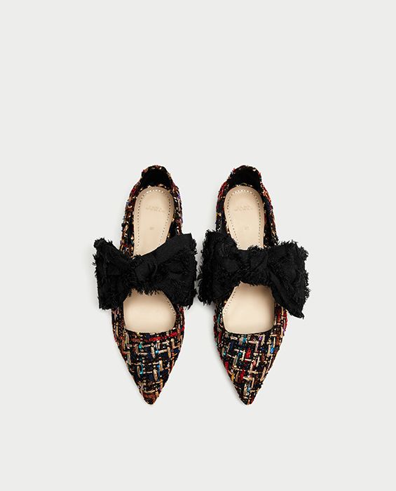 ZARA fabric ballerina flats with bow are available online now | HELLO!
