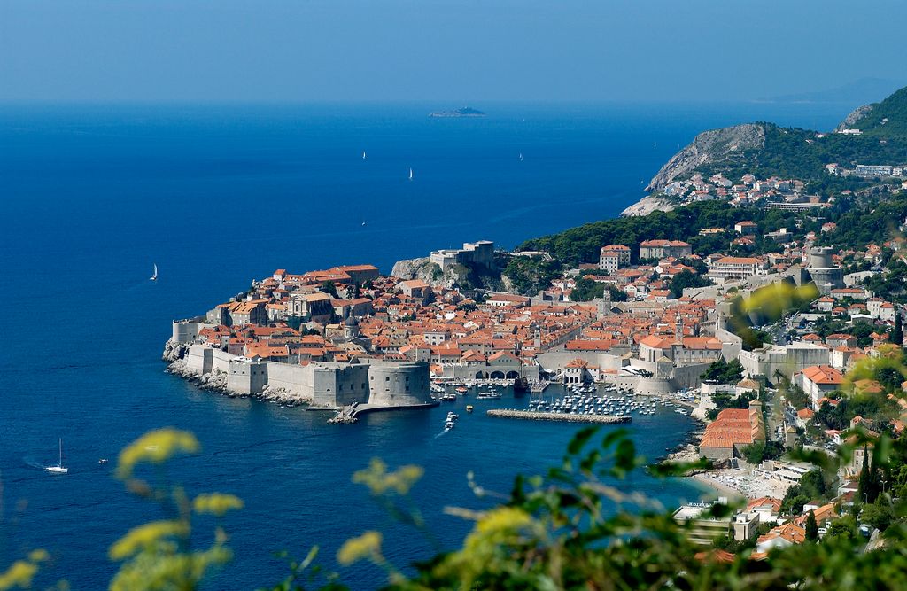 Dubrovnik viewed from the upper coast road.