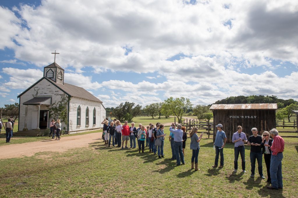 People lining up outside his church 