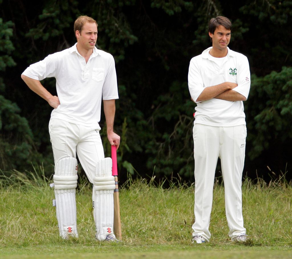 Prince William and William van Cutsem watching a cricket match