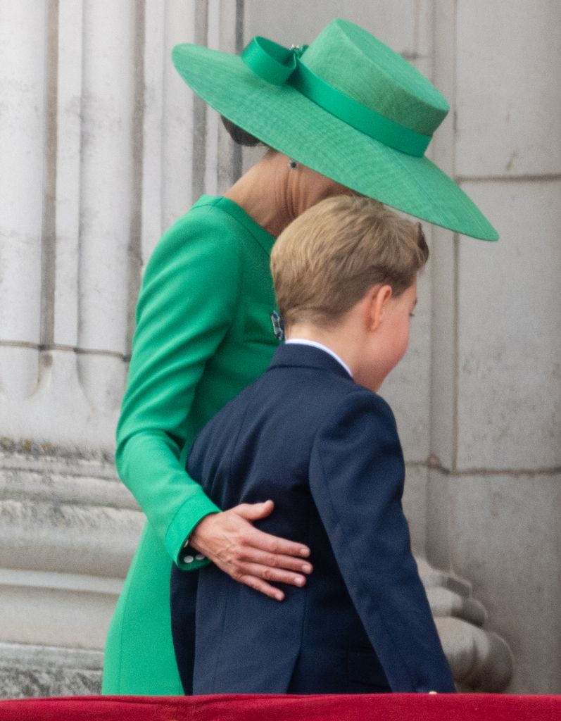 Kate Middleton puts arm around Prince George at Trooping the Colour