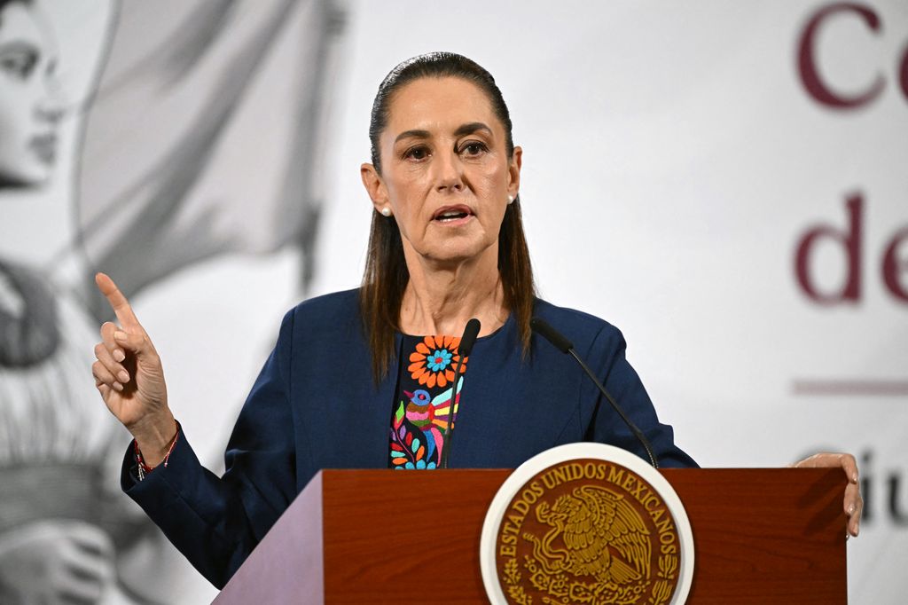 Mexico's President Claudia Sheinbaum speaks during her daily press conference