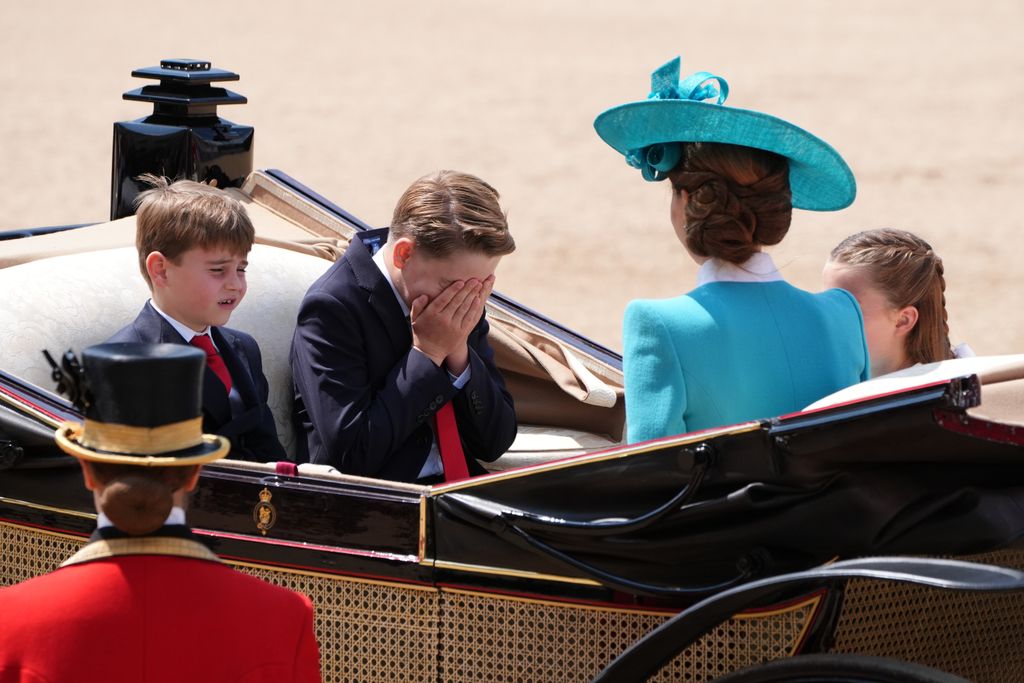 Prince Louis, Prince George , the Princess of Wales and Princess Charlotte during the Trooping the Colour ceremony