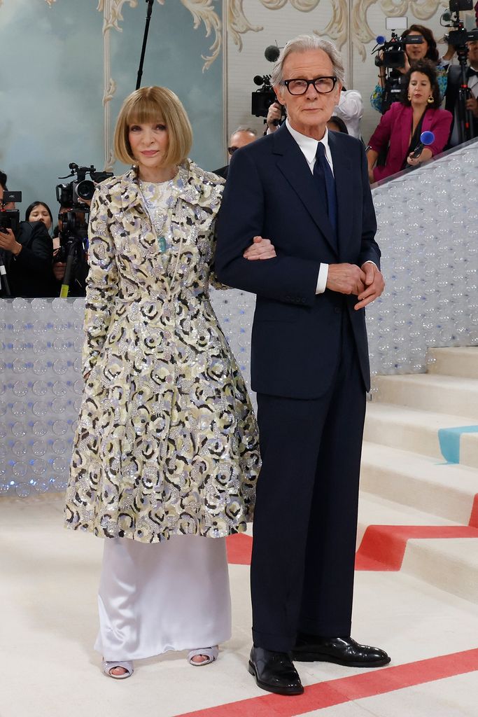 Anna Wintour and Bill Nighy attend the 2023 Costume Institute Benefit celebrating "Karl Lagerfeld: A Line of Beauty" at Metropolitan Museum of Art on May 01, 2023 in New York City