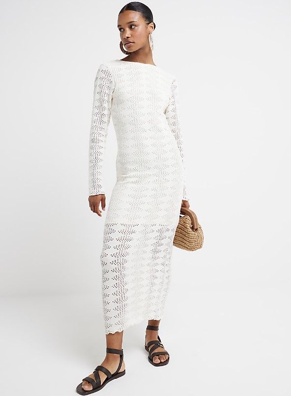 river island white crochet dress 