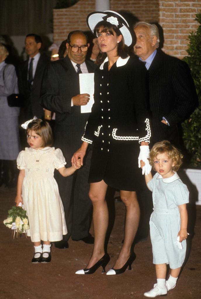 Caroline of Monaco with children her eldest children, Charlotte and Pierre in 1990 