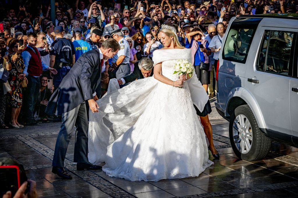 Princess Theodora bride exiting car