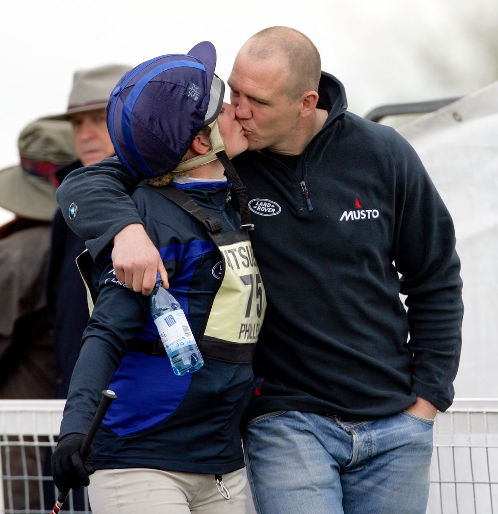 Zara Phillips kisses boyfriend Mike Tindall after completing the cross country phase of the Badminton Horse Trials on May 2, 2010 in Badminton, Gloucestershire.