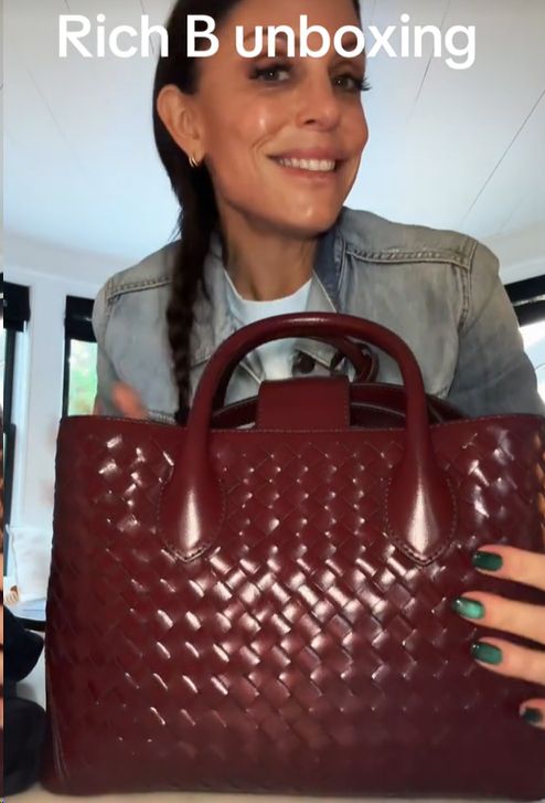 Bethenny Frankel unboxing Aspinal of London tote