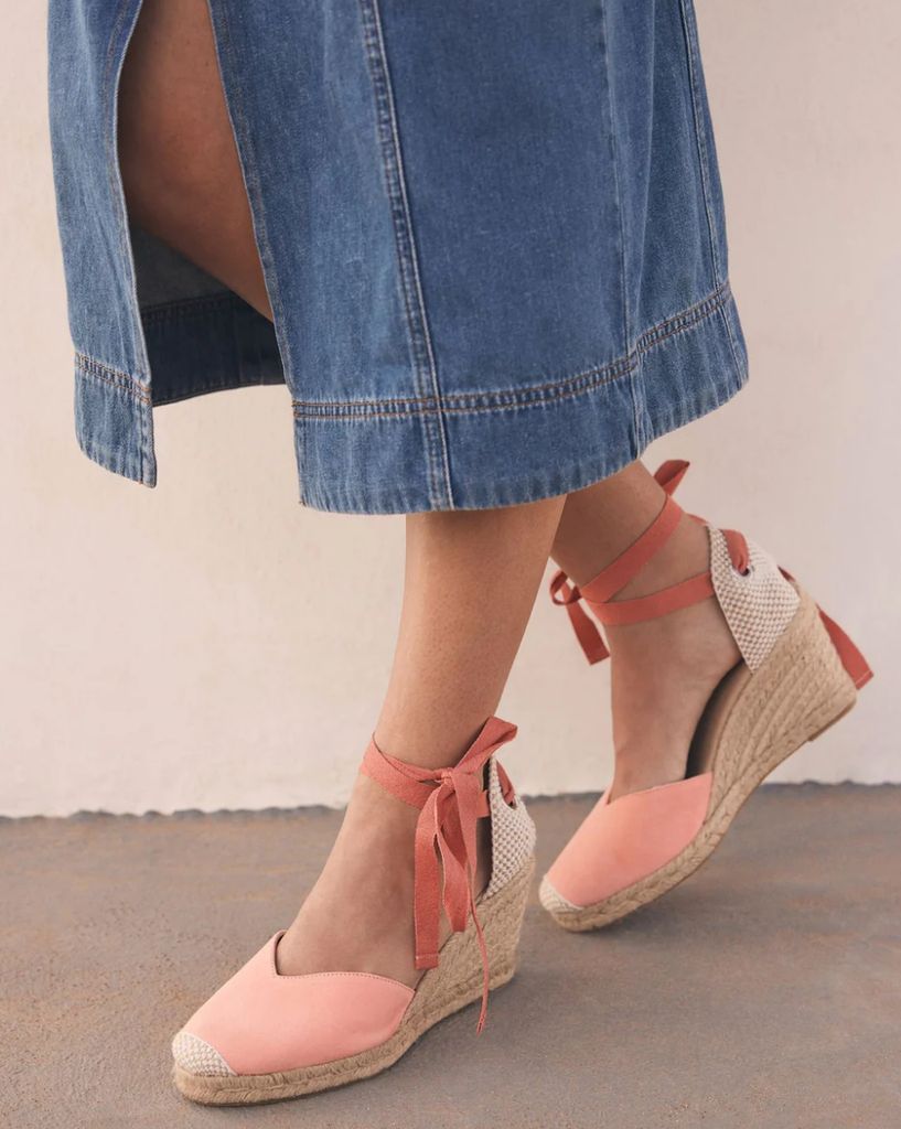 Mint velvet pink espadrille tie wedges
