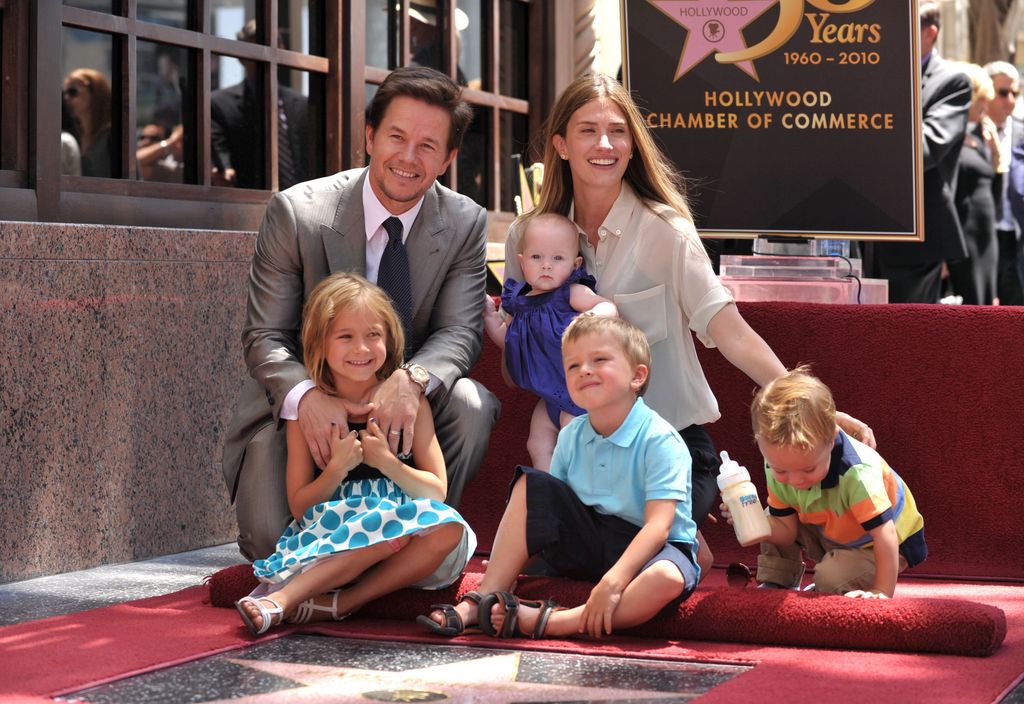 Mark Wahlberg and wife Rhea Durham with their children Ella, Michael, Brendan, and Grace attend Wahlberg's Hollywood Walk of Fame Star Cermony on July 29, 2010 in Hollywood, California
